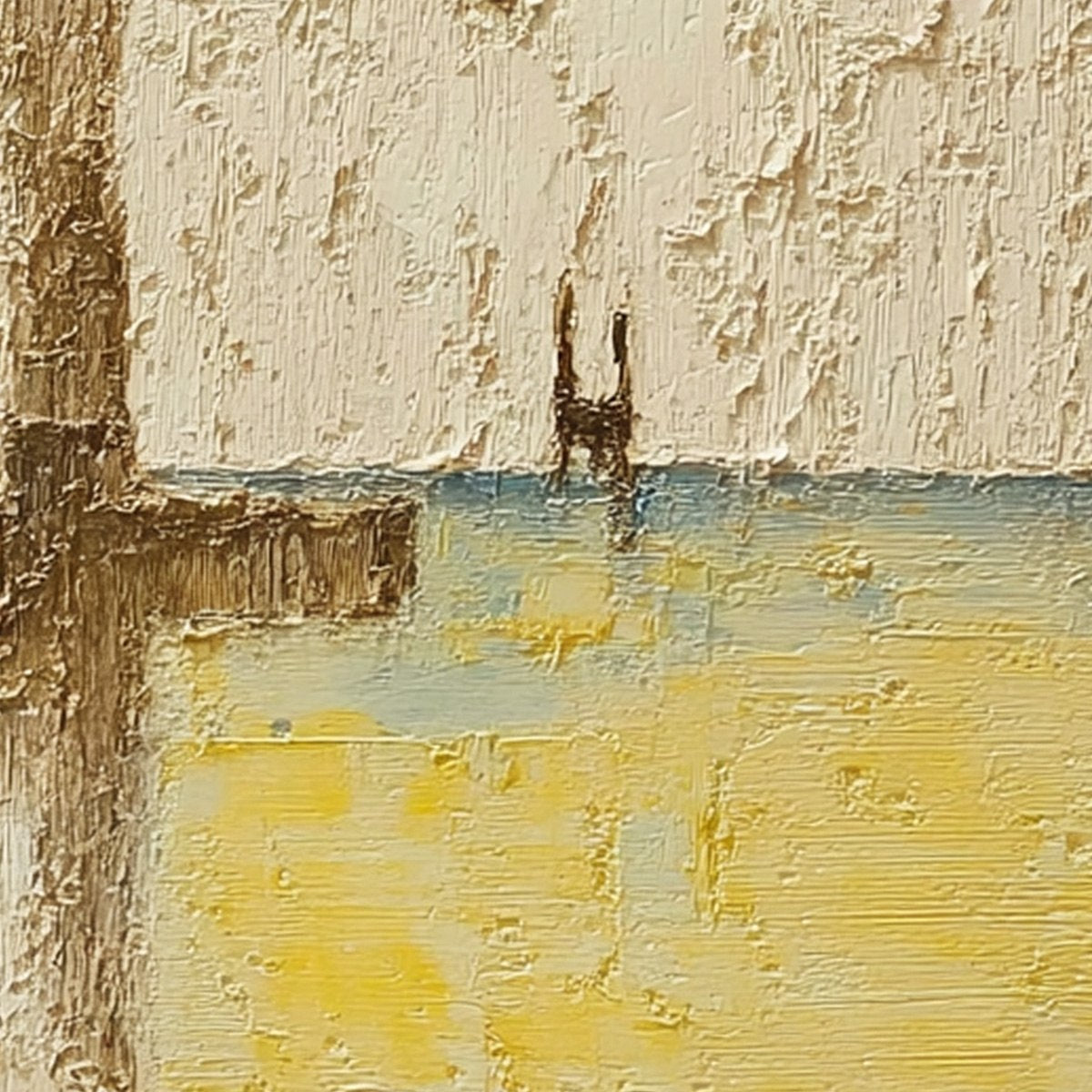 Original handmade textured impasto abstract painting in Wabi Sabi coastal style.