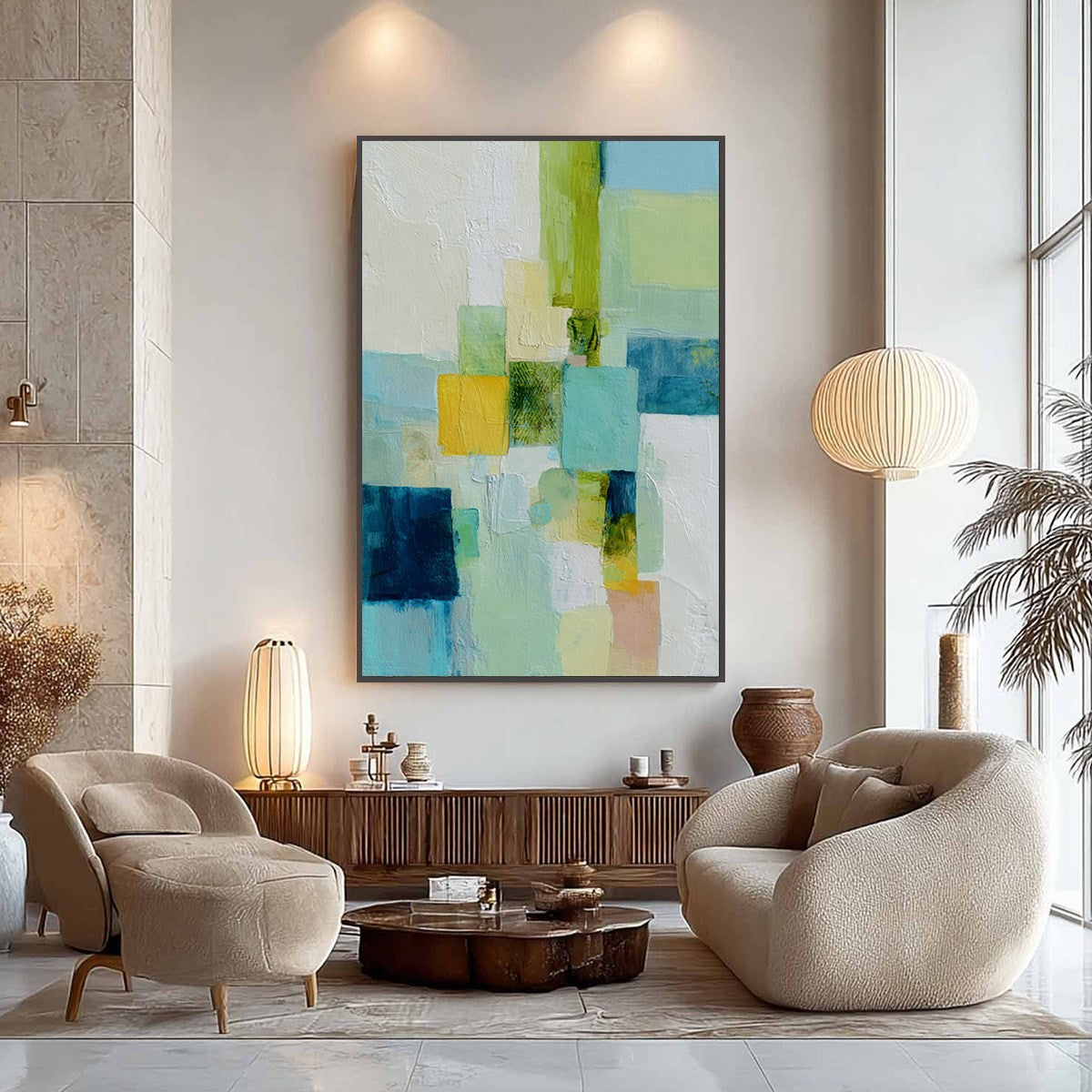 COASTAL MOSAIC: Textured Abstract Color Block Painting