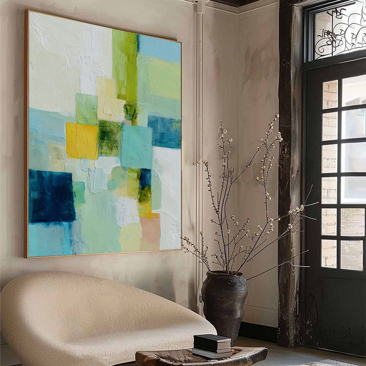 COASTAL MOSAIC: Textured Abstract Color Block Painting