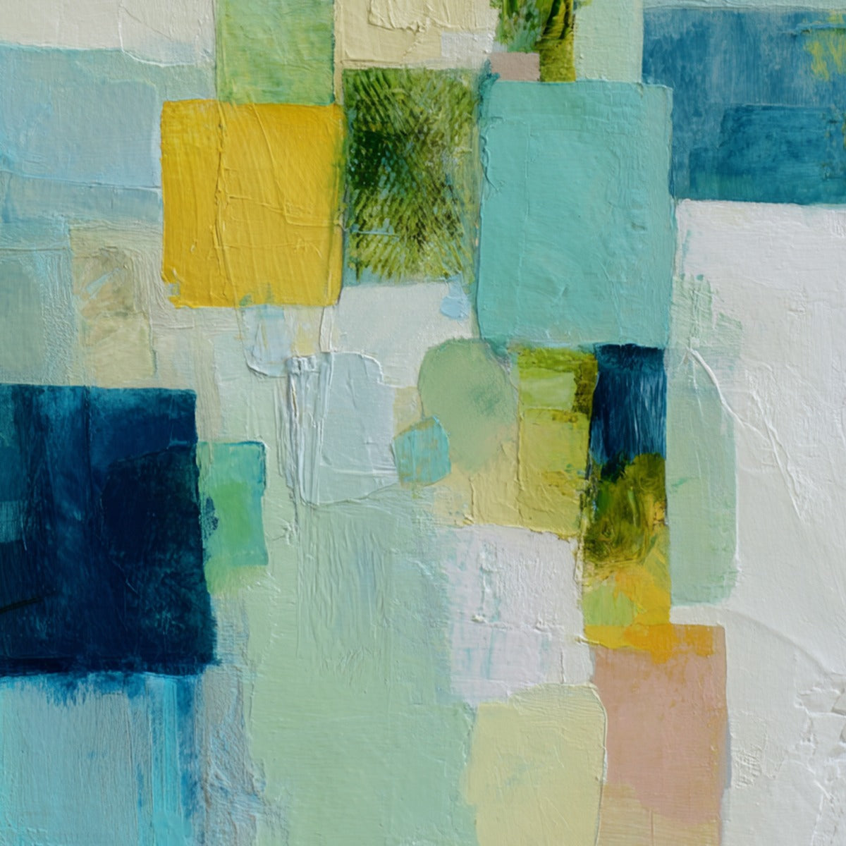 COASTAL MOSAIC: Textured Abstract Color Block Painting