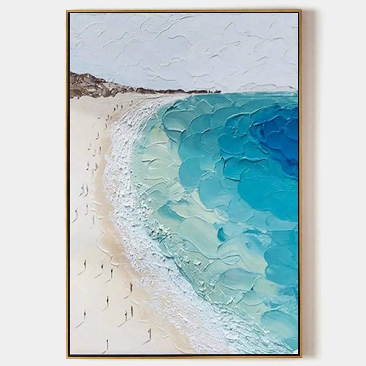 Vertical Impasto Beach Scene Oil Painting