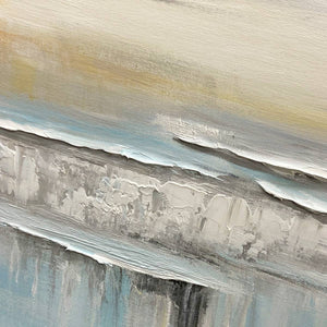 COASTAL SERENITY: Abstract Coastal Landscape Painting in Soft Blues and Neutrals