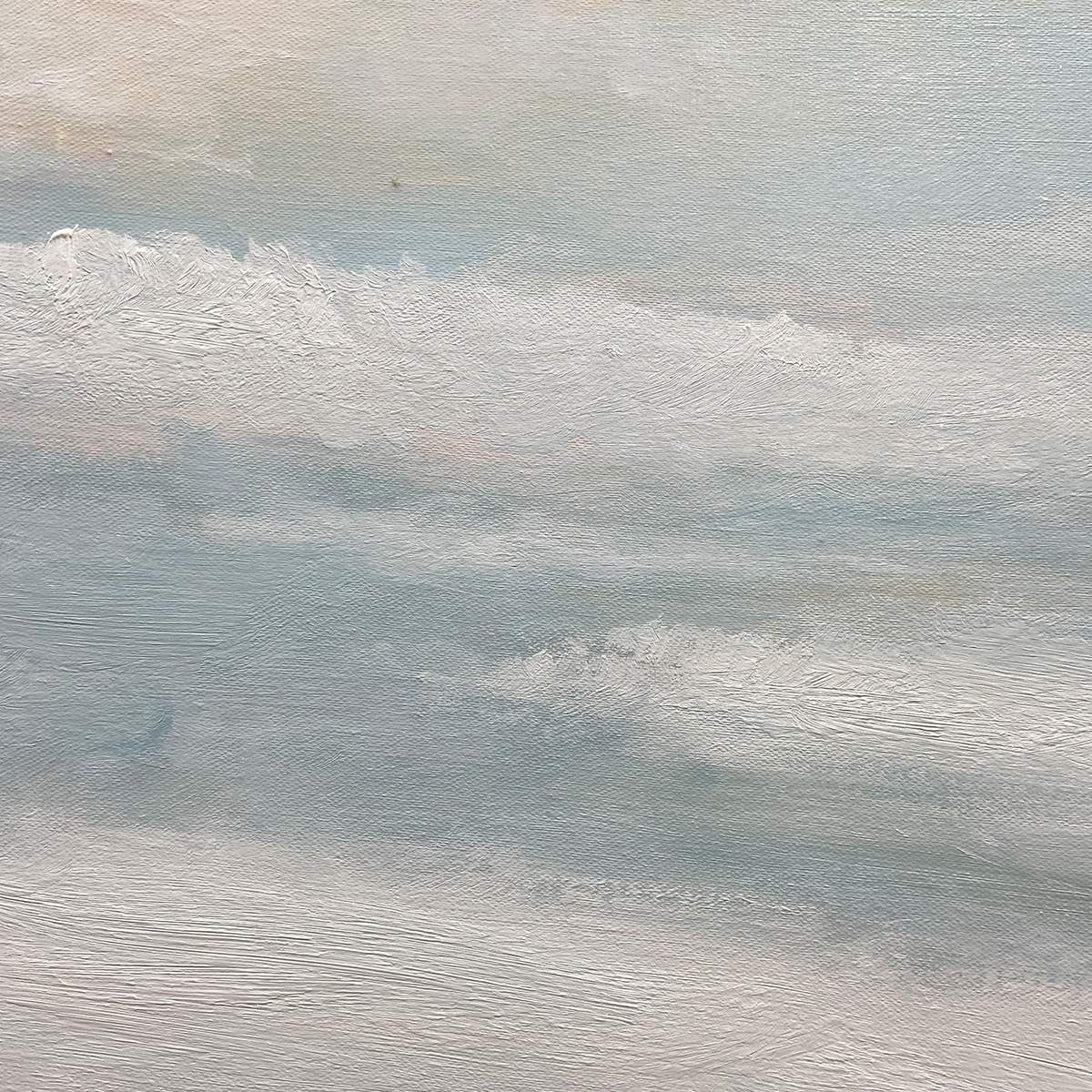 COASTAL SERENITY: Abstract Coastal Landscape Painting in Soft Blues and Neutrals