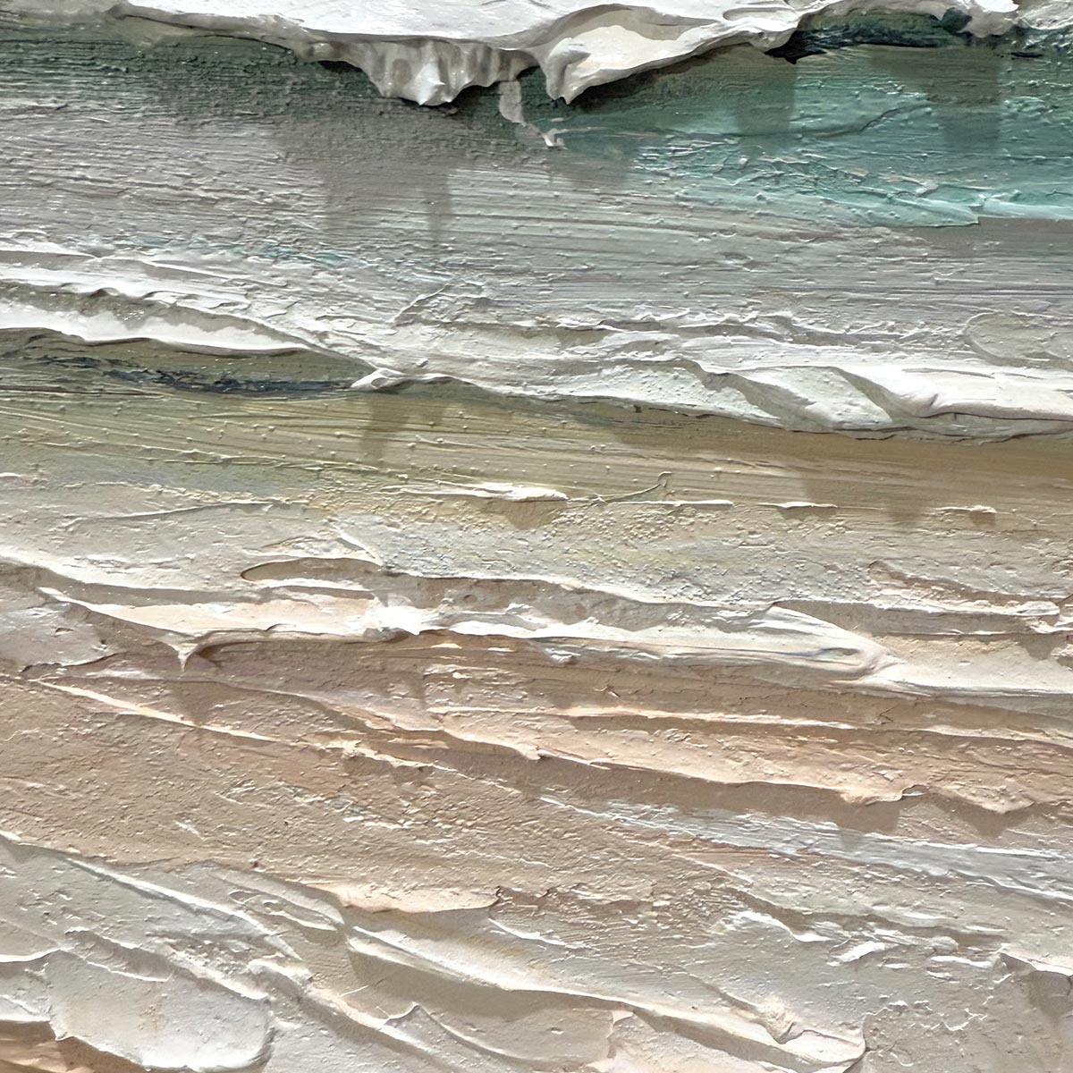 COASTAL SERENITY: Textured Seascape Painting, Impasto Wall Art, Horizontal Canvas, Beach Decor