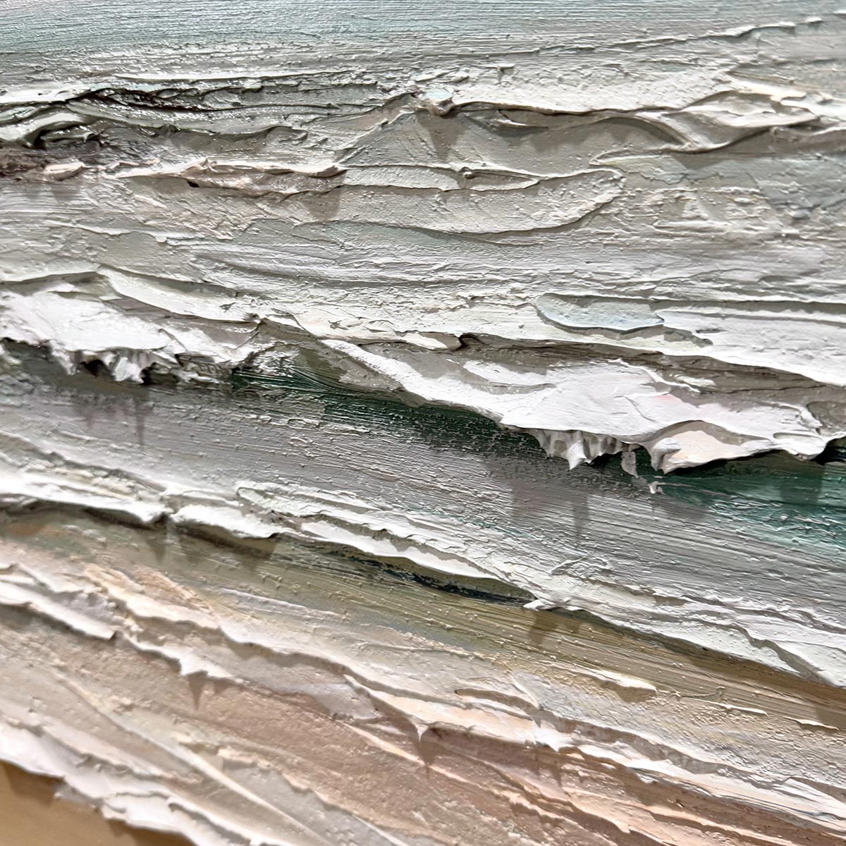 COASTAL SERENITY: Textured Seascape Painting, Impasto Wall Art, Horizontal Canvas, Beach Decor