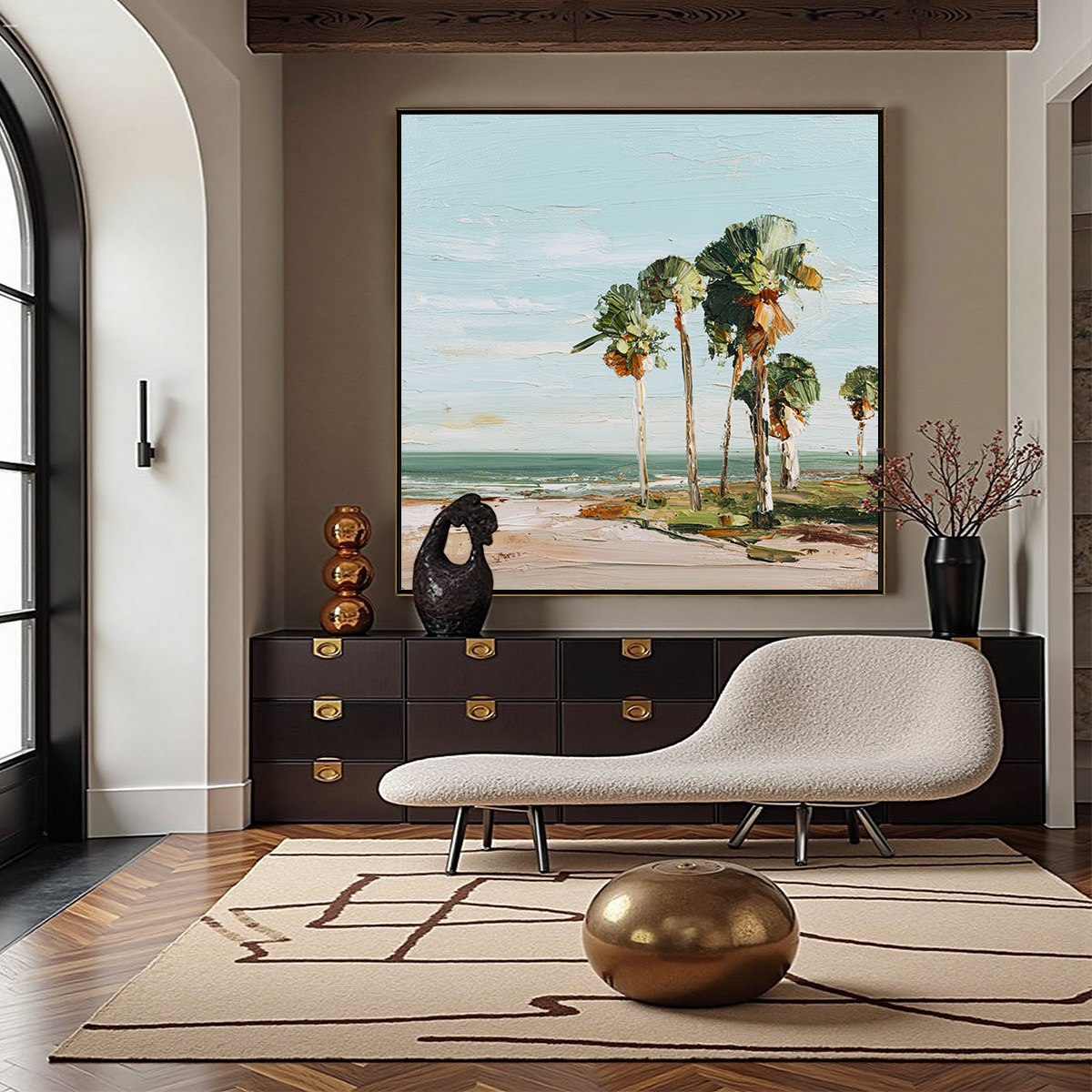 COASTAL TEXTURES: Impasto Palette Knife Palm Tree Painting