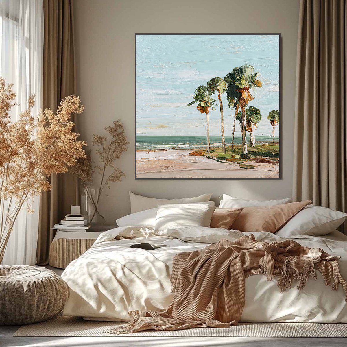 COASTAL TEXTURES: Impasto Palette Knife Palm Tree Painting