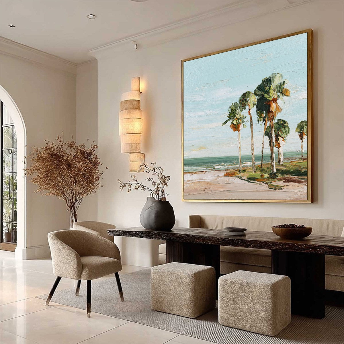 COASTAL TEXTURES: Impasto Palette Knife Palm Tree Painting