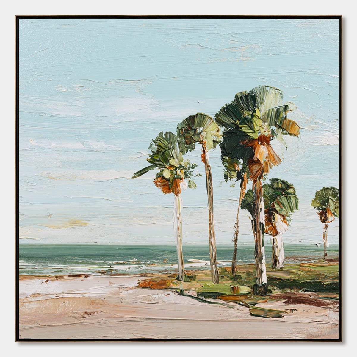 COASTAL TEXTURES: Impasto Palette Knife Palm Tree Painting