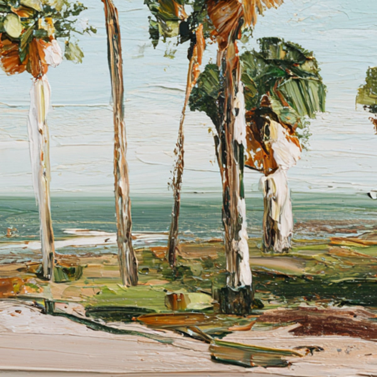 COASTAL TEXTURES: Impasto Palette Knife Palm Tree Painting