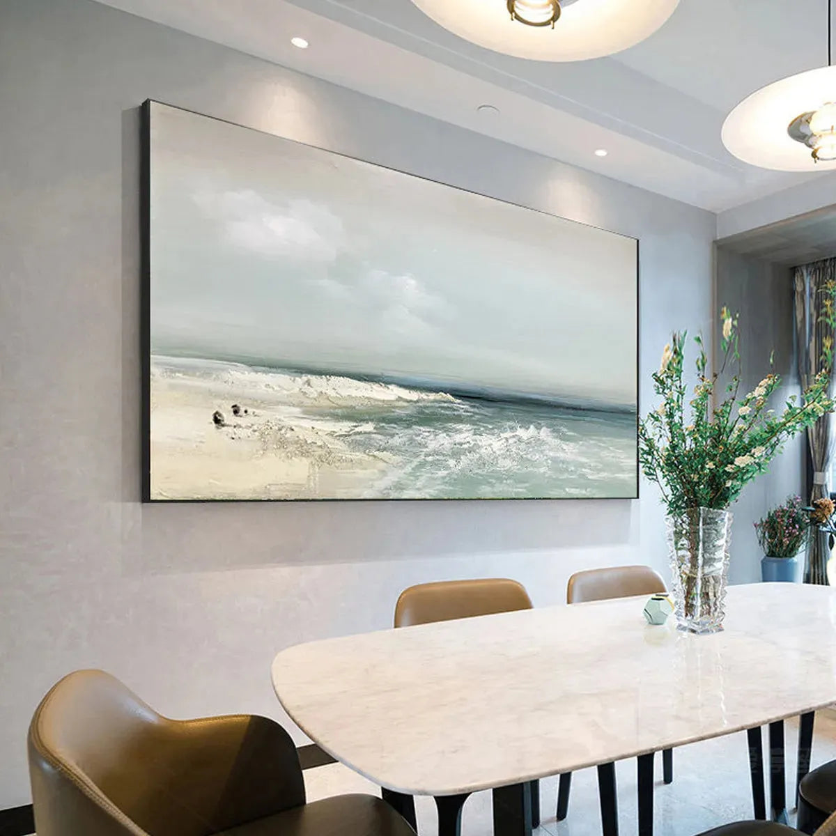 Tranquil Beach Landscape Oil Painting