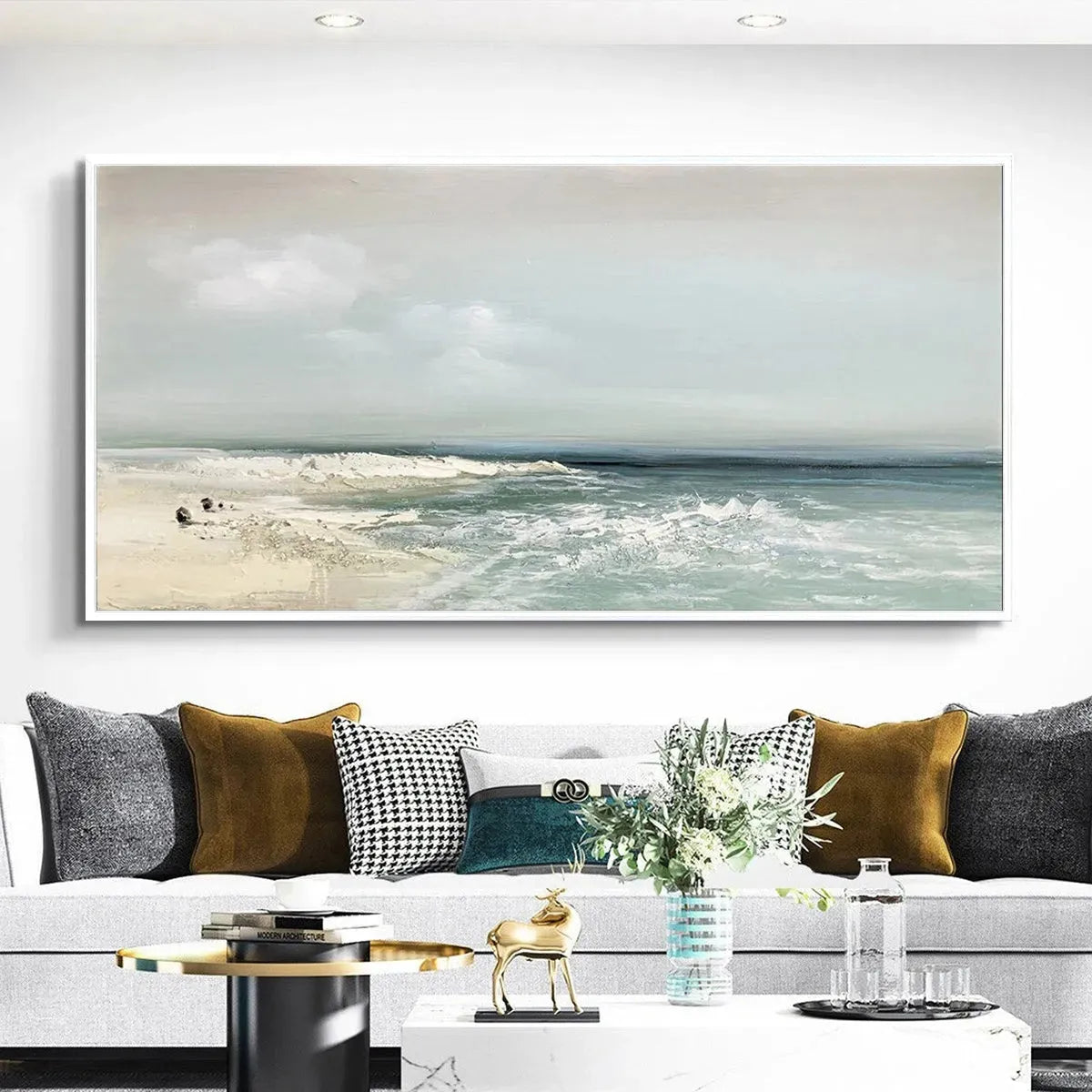 Tranquil Beach Landscape Oil Painting