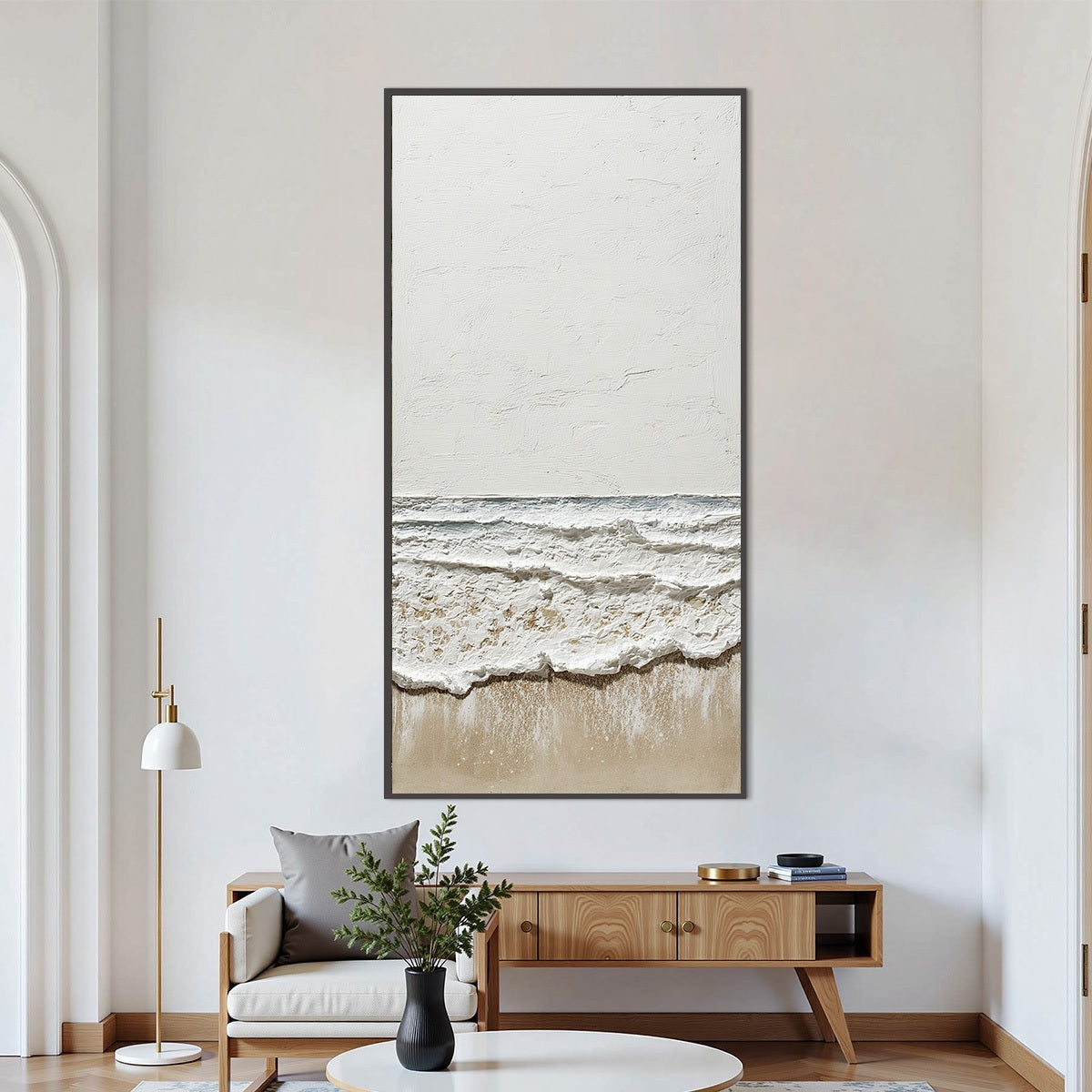 COASTAL WHISPER: Textured Minimalist Wabi Sabi Beach Painting