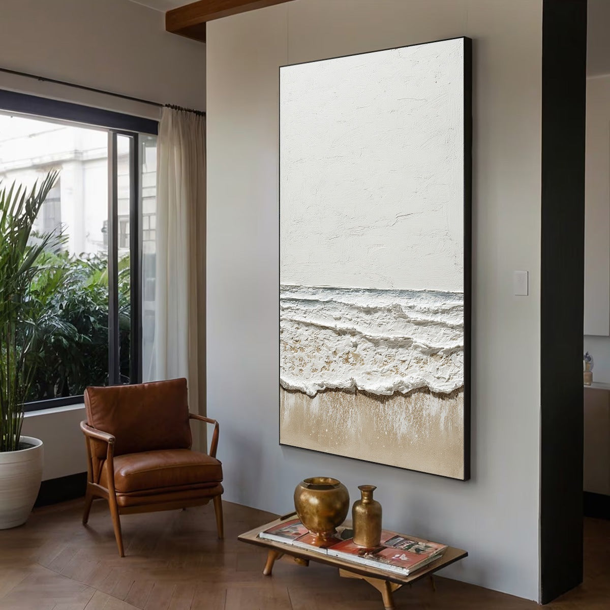 COASTAL WHISPER: Textured Minimalist Wabi Sabi Beach Painting