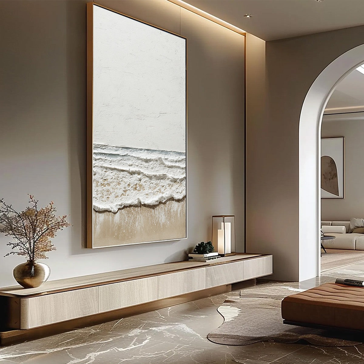 COASTAL WHISPER: Textured Minimalist Wabi Sabi Beach Painting