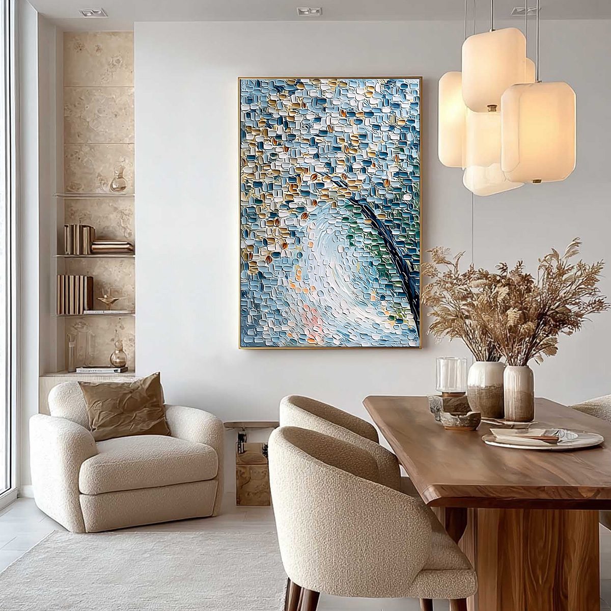 COBBLESTONE BLOSSOM: Heavily Textured Abstract Tree Painting with Palette Knife Detail