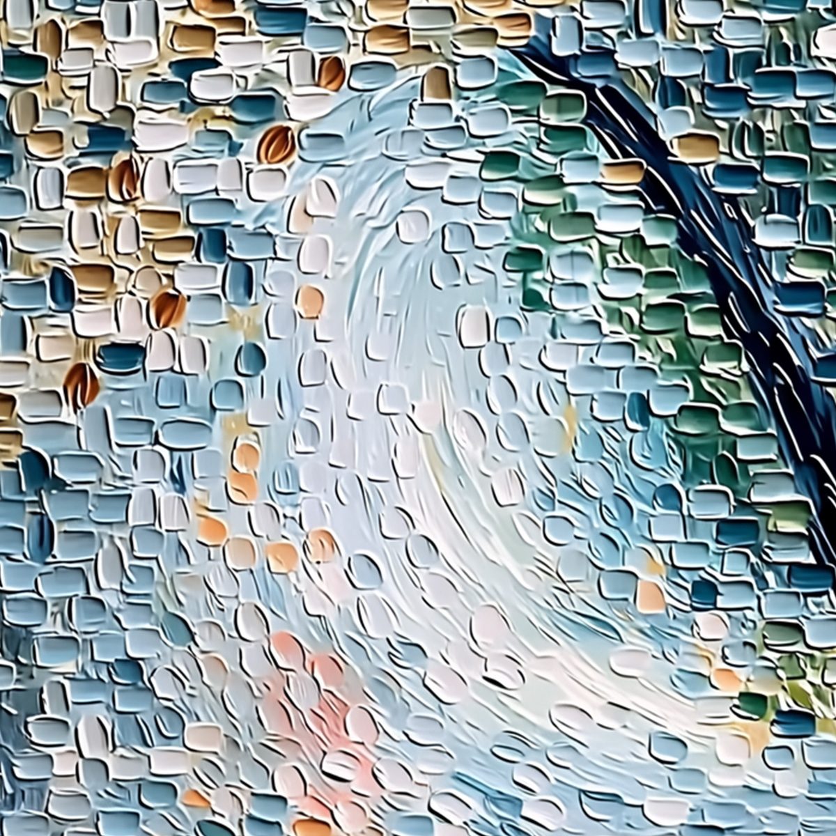 COBBLESTONE BLOSSOM: Heavily Textured Abstract Tree Painting with Palette Knife Detail