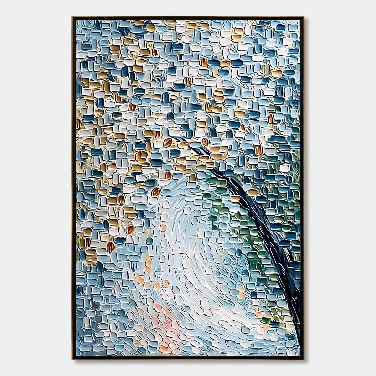 COBBLESTONE BLOSSOM: Heavily Textured Abstract Tree Painting with Palette Knife Detail