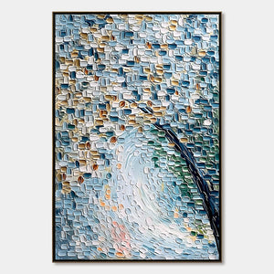 COBBLESTONE BLOSSOM: Heavily Textured Abstract Tree Painting with Palette Knife Detail