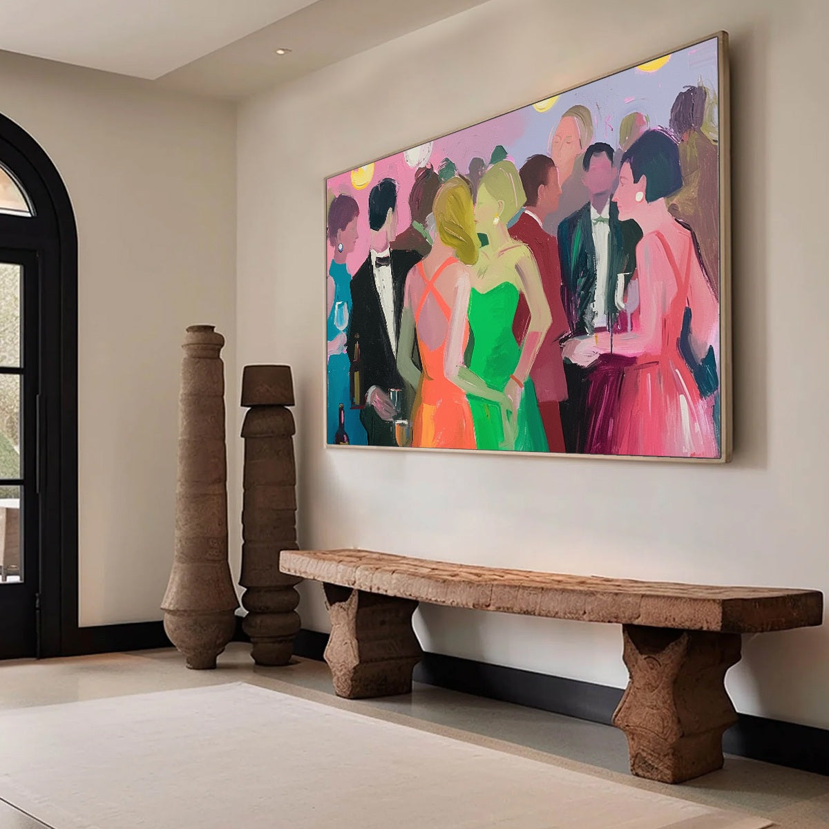 COCKTAIL HOUR: Figurative Oil Painting, Social Scene