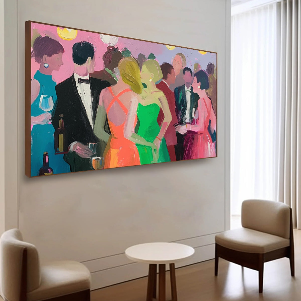 COCKTAIL HOUR: Figurative Oil Painting, Social Scene