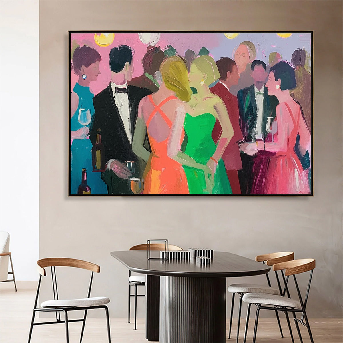 COCKTAIL HOUR: Figurative Oil Painting, Social Scene