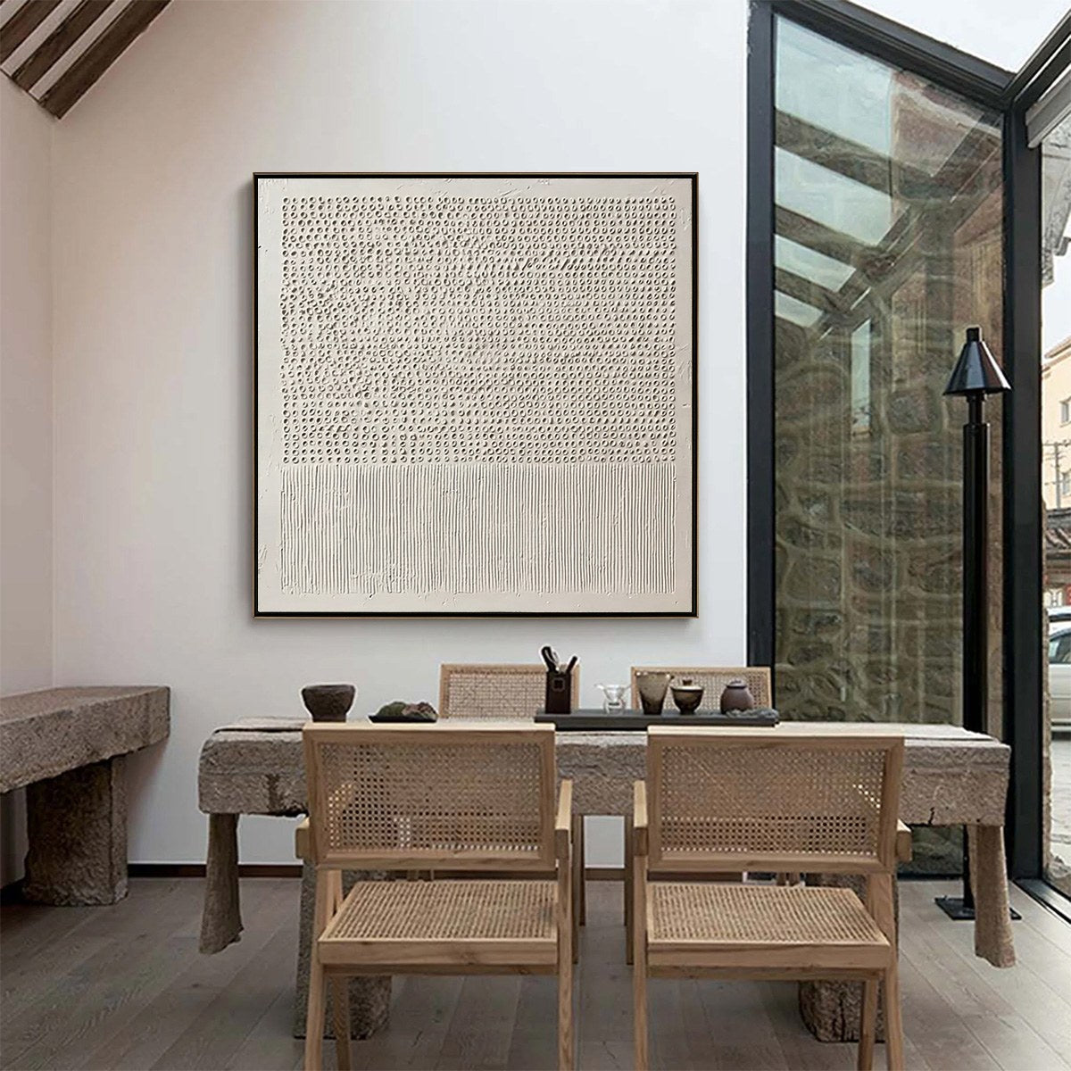 CODEX OF CALM: Large Square Textured Wabi Sabi Abstract Painting