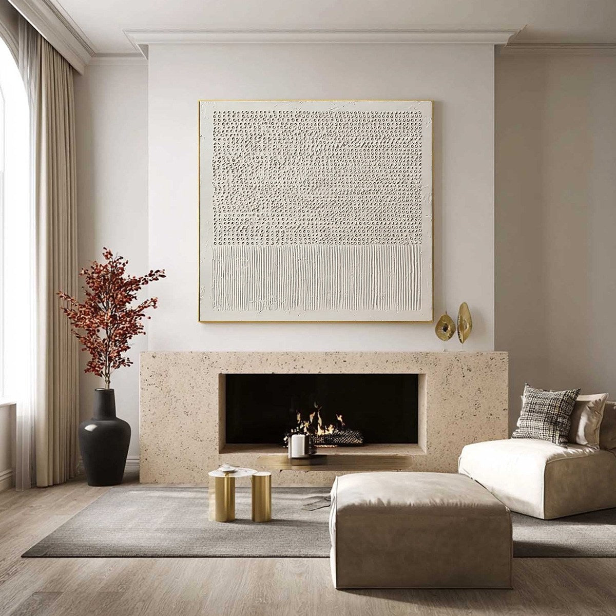 CODEX OF CALM: Large Square Textured Wabi Sabi Abstract Painting