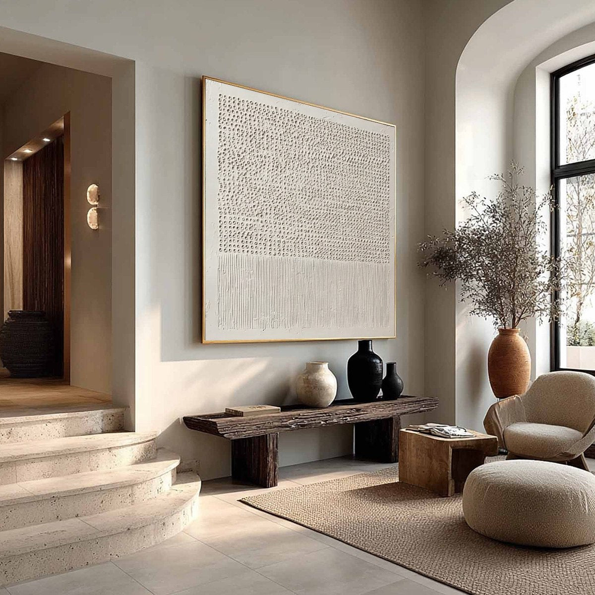 CODEX OF CALM: Large Square Textured Wabi Sabi Abstract Painting