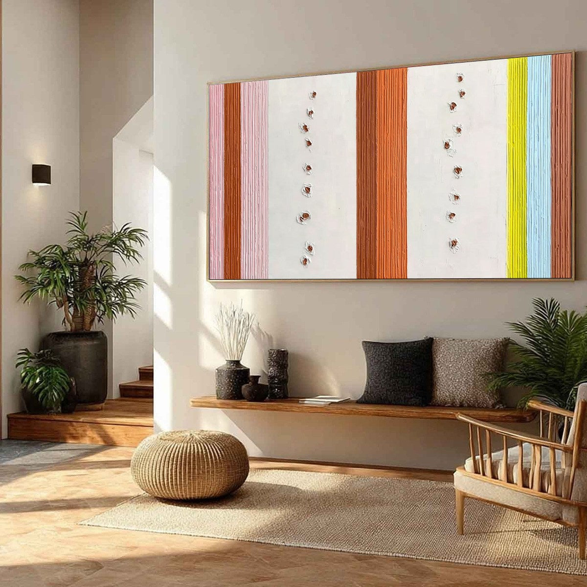 COLOR CADENCE original textured impasto stripe abstract wall art.