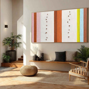 COLOR CADENCE original textured impasto stripe abstract wall art.