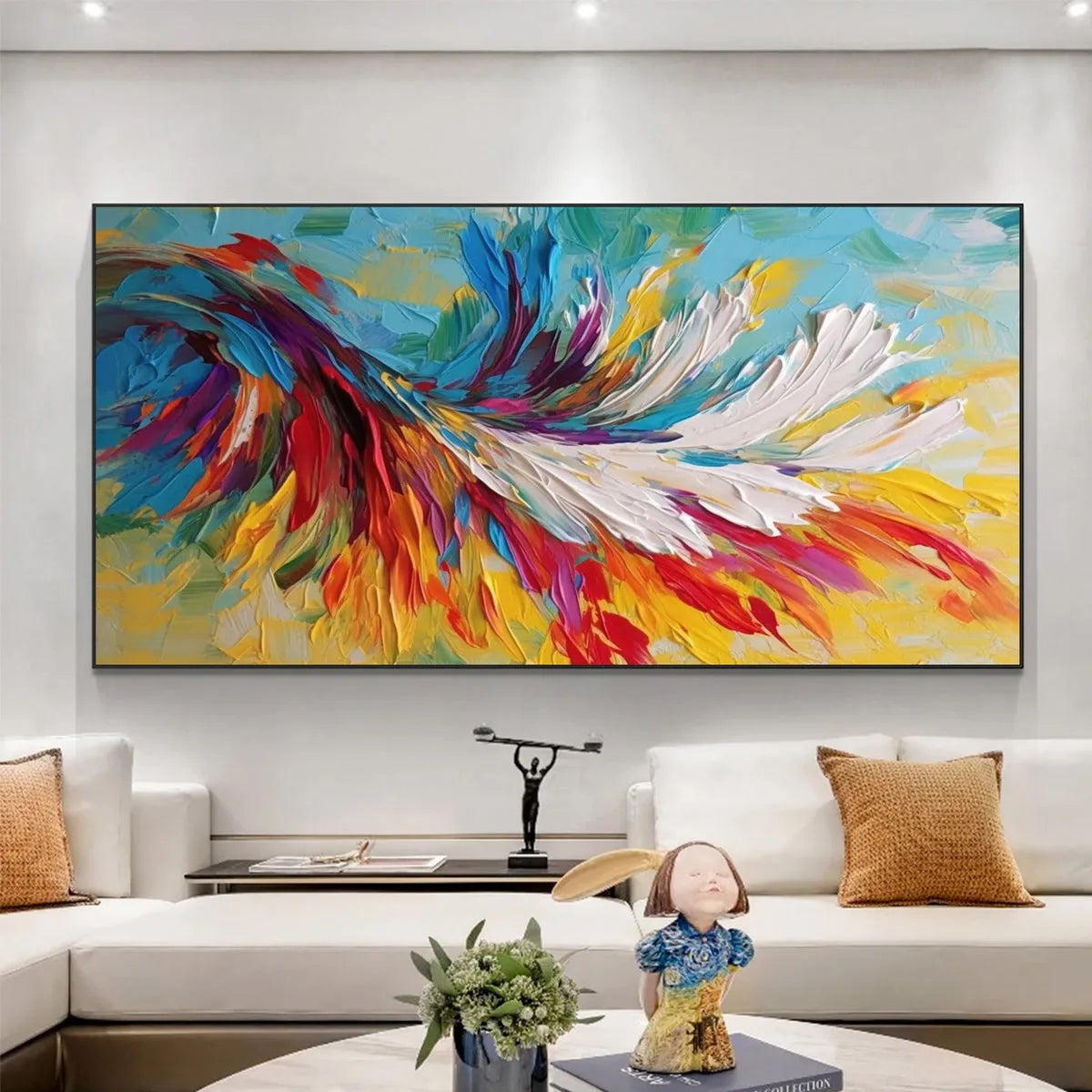 COLORFUL WHIRLWIND: Large Abstract Impasto Oil Painting on Canvas