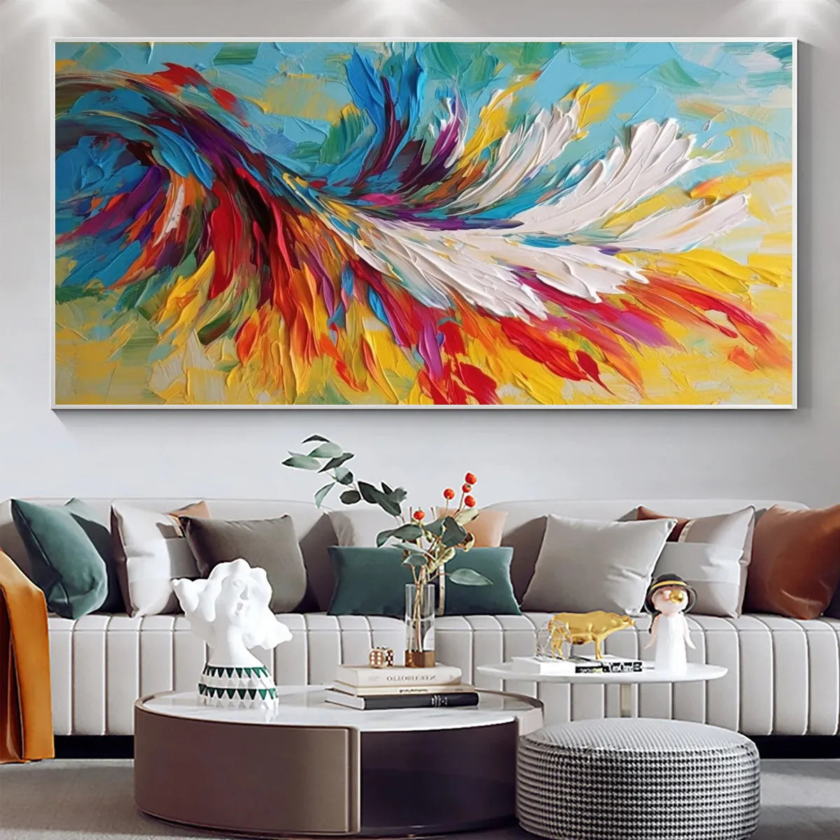 COLORFUL WHIRLWIND: Large Abstract Impasto Oil Painting on Canvas