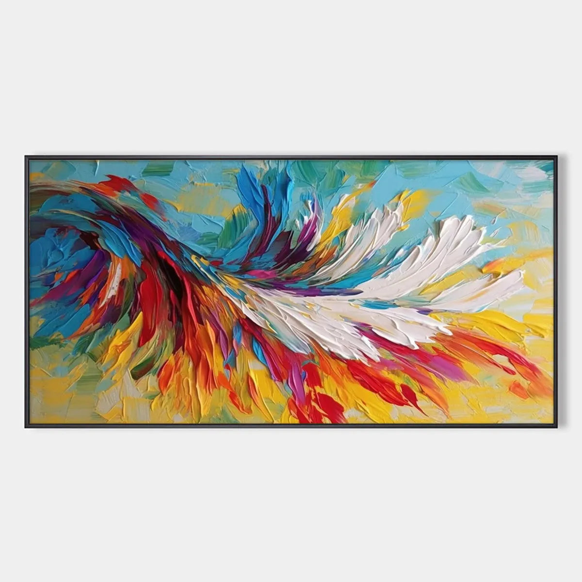 COLORFUL WHIRLWIND: Large Abstract Impasto Oil Painting on Canvas