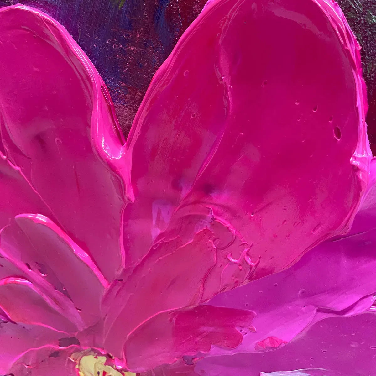 Vertical Impasto Floral Painting, Vibrant Colorful Flowers, Textured Wall Art