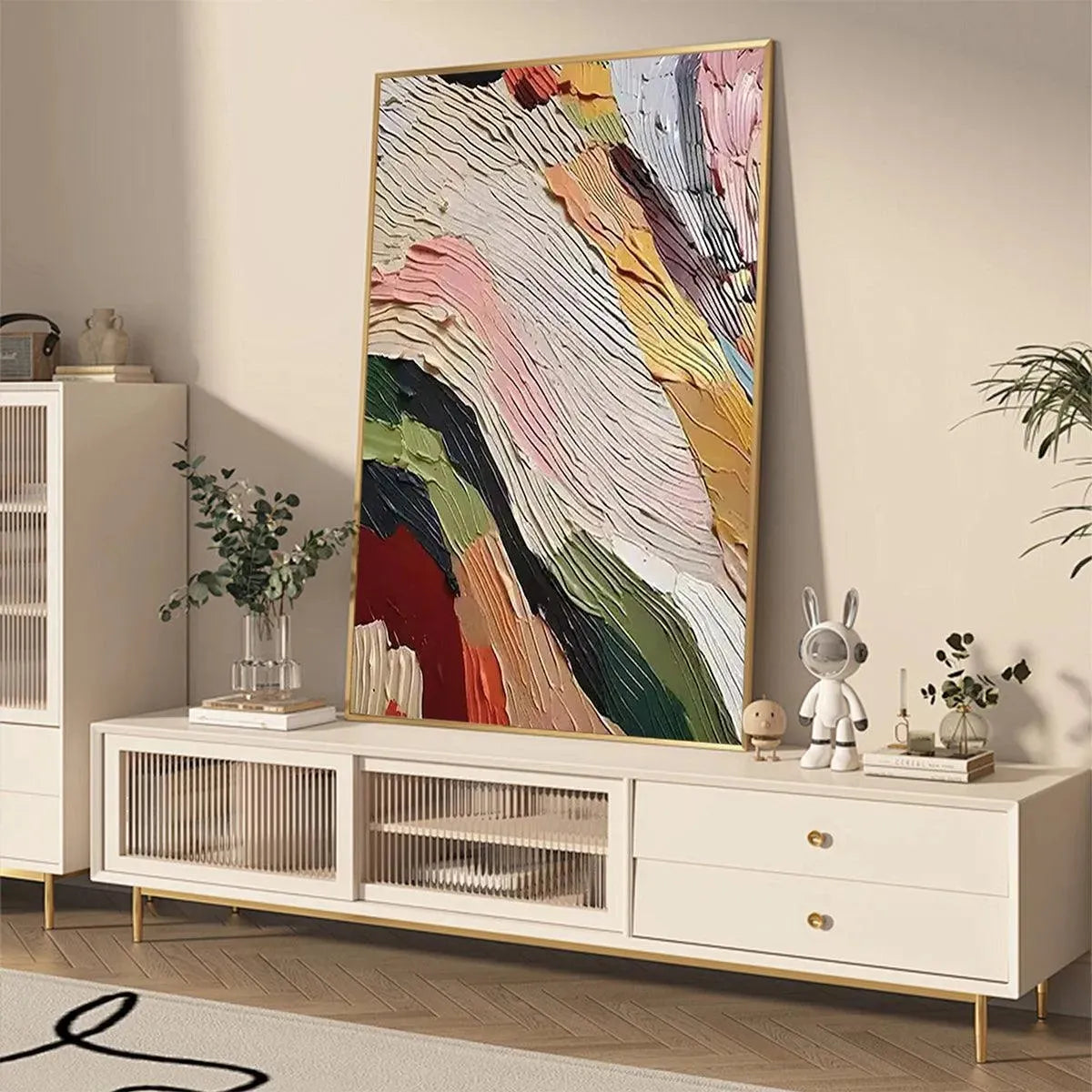 COLORFUL RIDGE: Textured Abstract Painting, Colorful Wall Art, Vertical Canvas, Impasto Decor