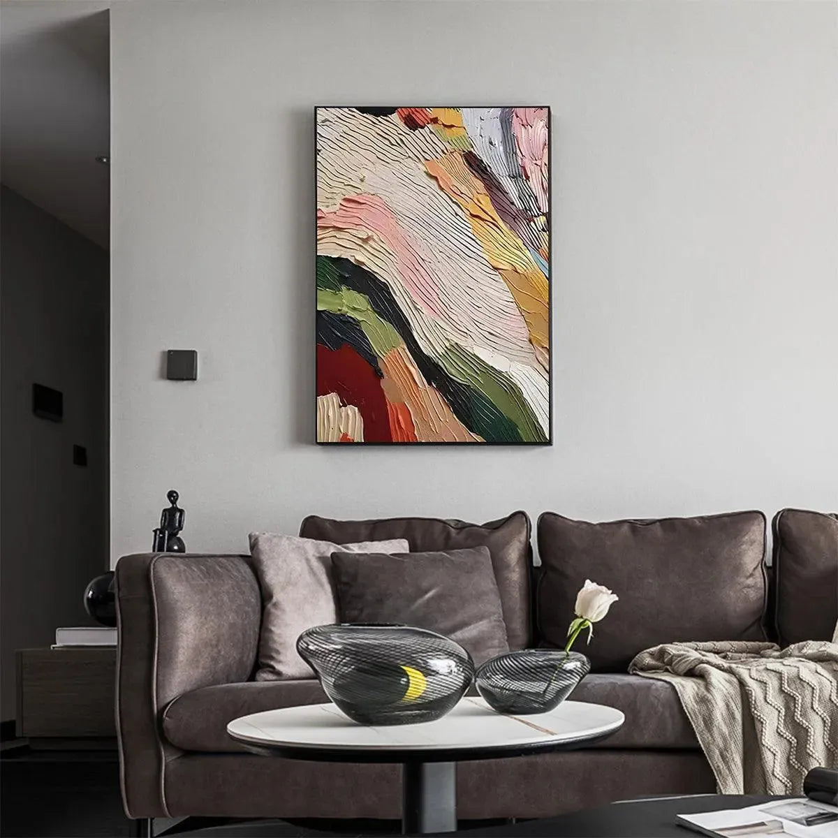 COLORFUL RIDGE: Textured Abstract Painting, Colorful Wall Art, Vertical Canvas, Impasto Decor