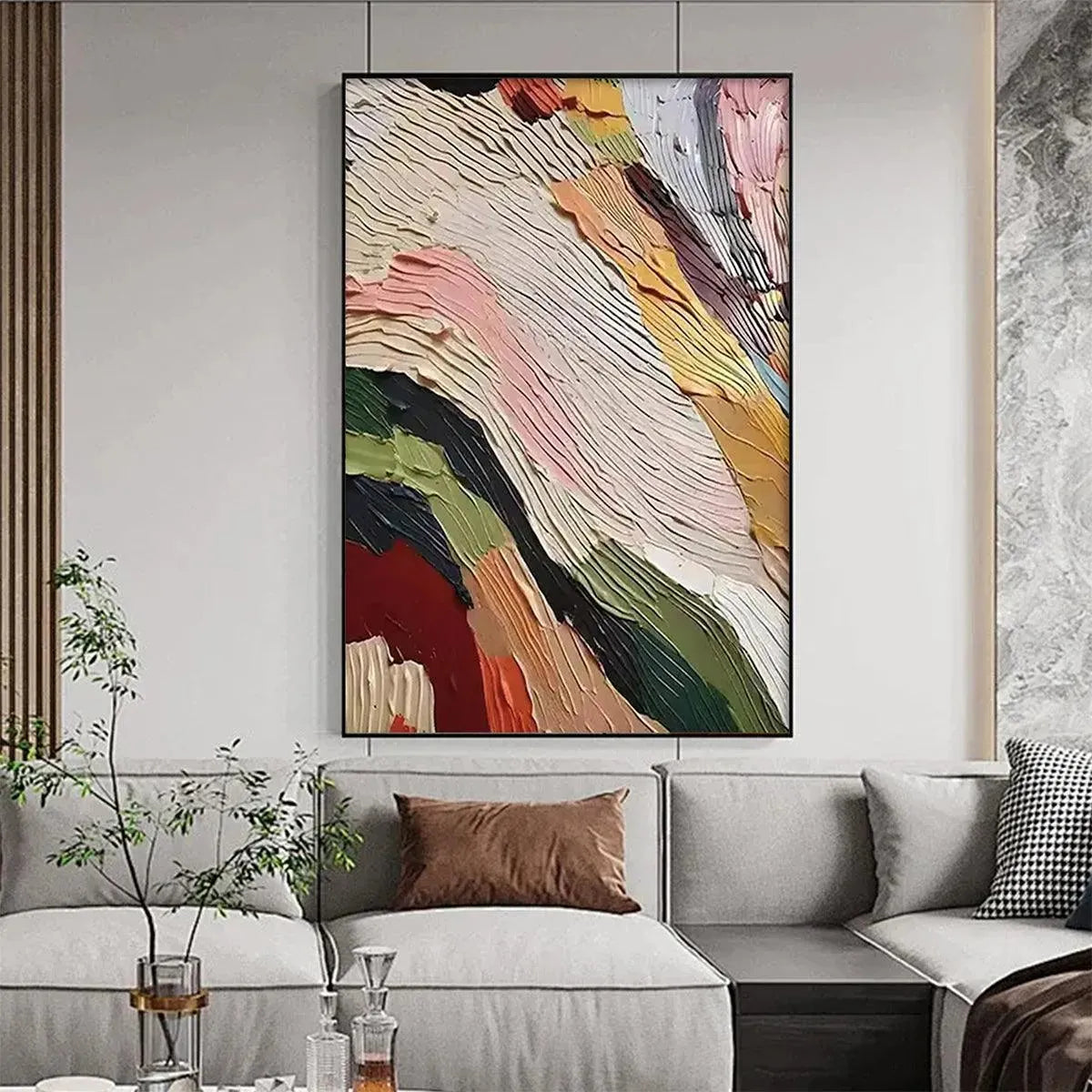 COLORFUL RIDGE: Textured Abstract Painting, Colorful Wall Art, Vertical Canvas, Impasto Decor