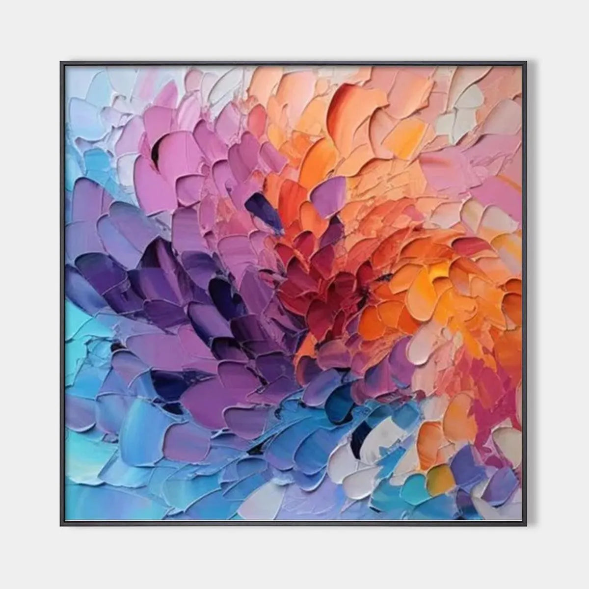 Textured Abstract Painting, Impasto Wall Art, Square Canvas, Modern Decor