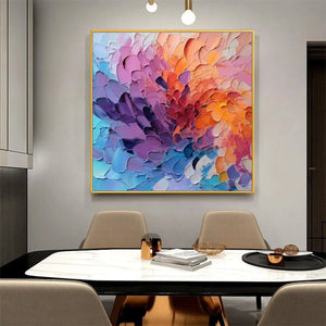 Textured Abstract Painting, Impasto Wall Art, Square Canvas, Modern Decor