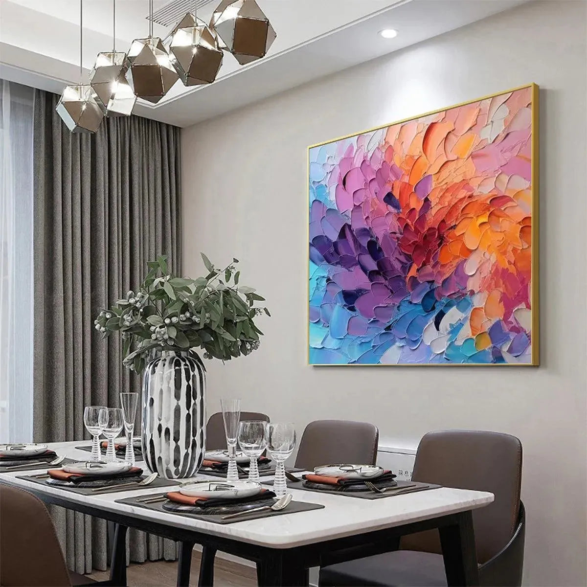 Textured Abstract Painting, Impasto Wall Art, Square Canvas, Modern Decor