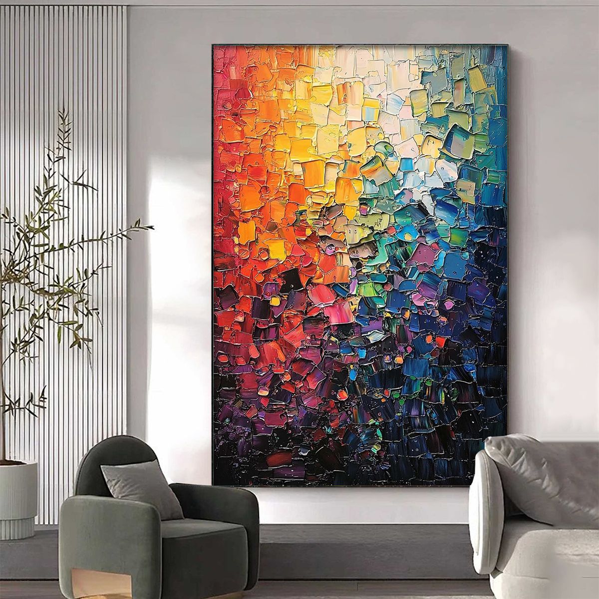 Color Symphony: Original Textured Abstract Impasto Oil Painting - Vibrant Modern Wall Art