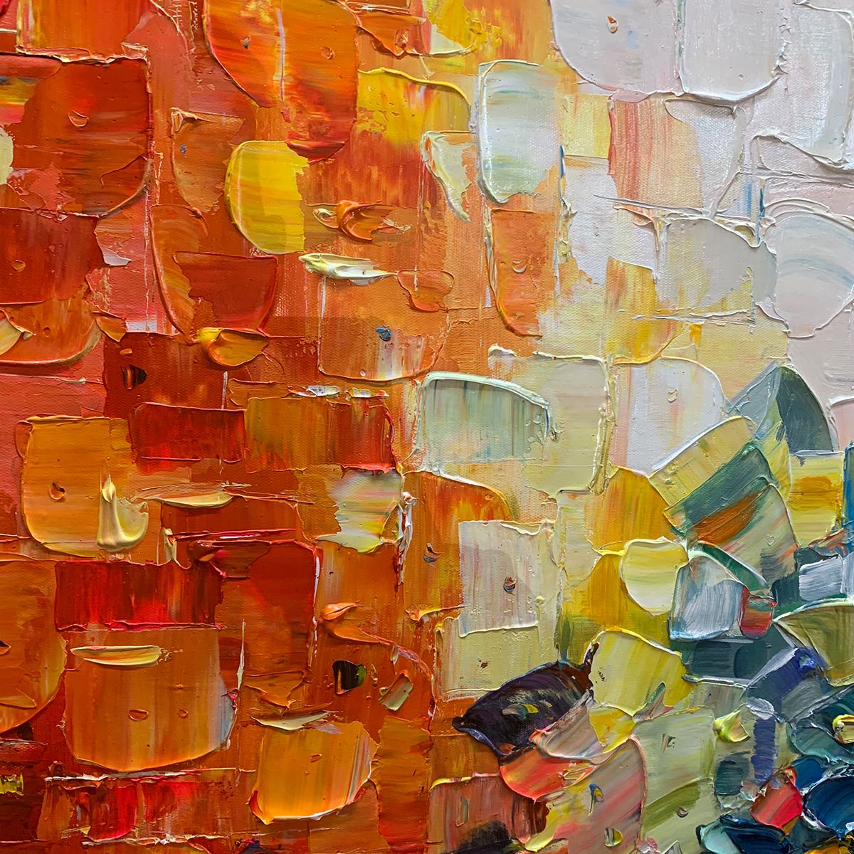 Color Symphony: Original Textured Abstract Impasto Oil Painting