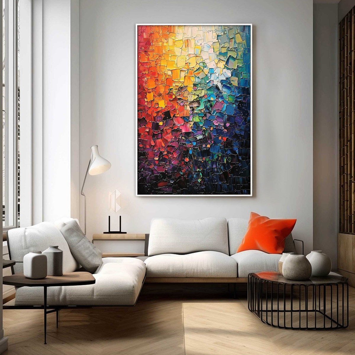 Color Symphony: Original Textured Abstract Impasto Oil Painting - Vibrant Modern Wall Art