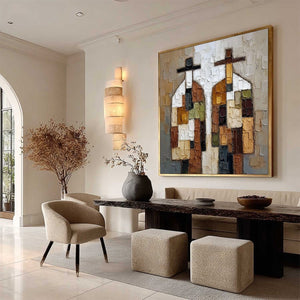 COMPANIONS: Textured Abstract Figurative Impasto Painting