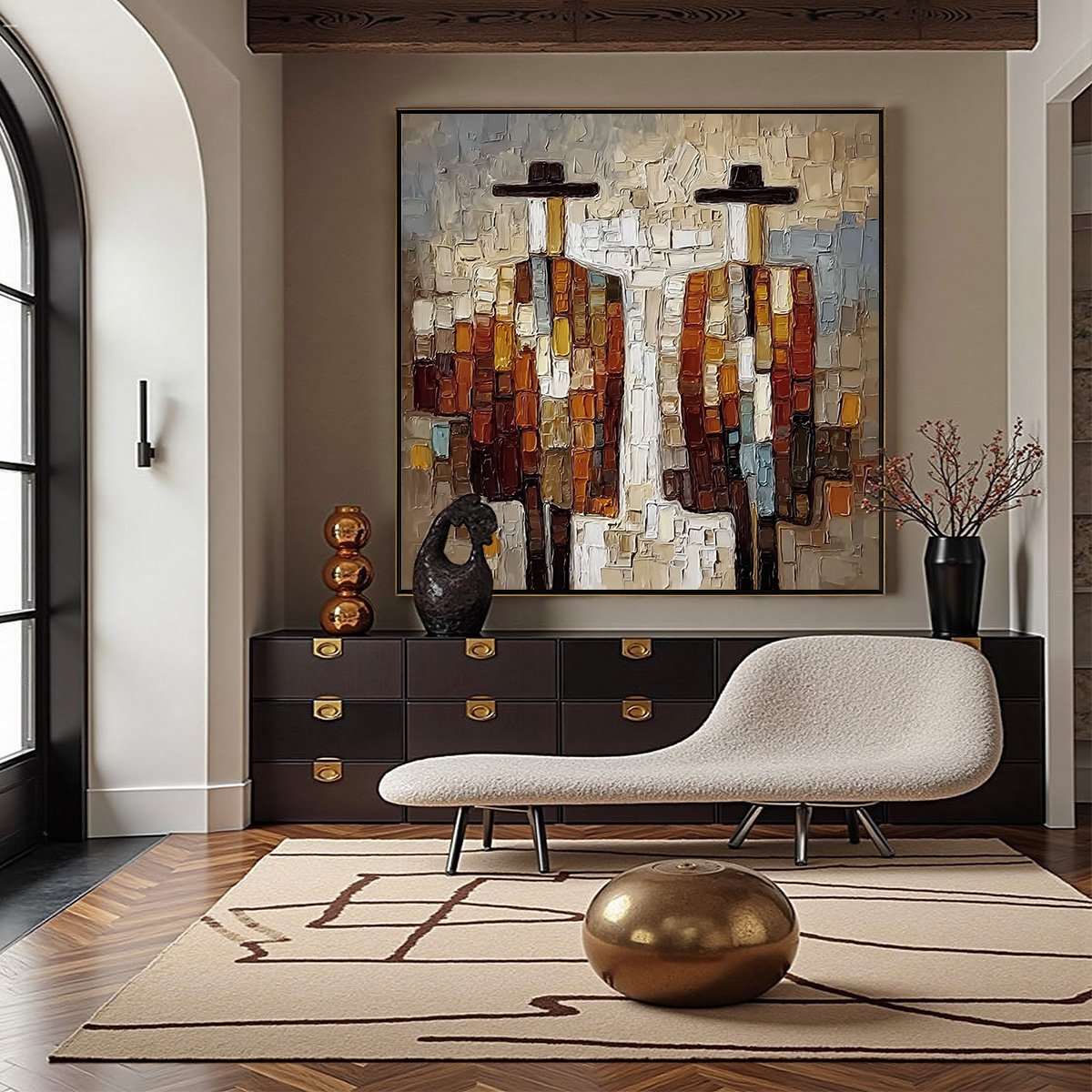 COMPANIONS: Textured Impasto Abstract Figurative Wall Art
