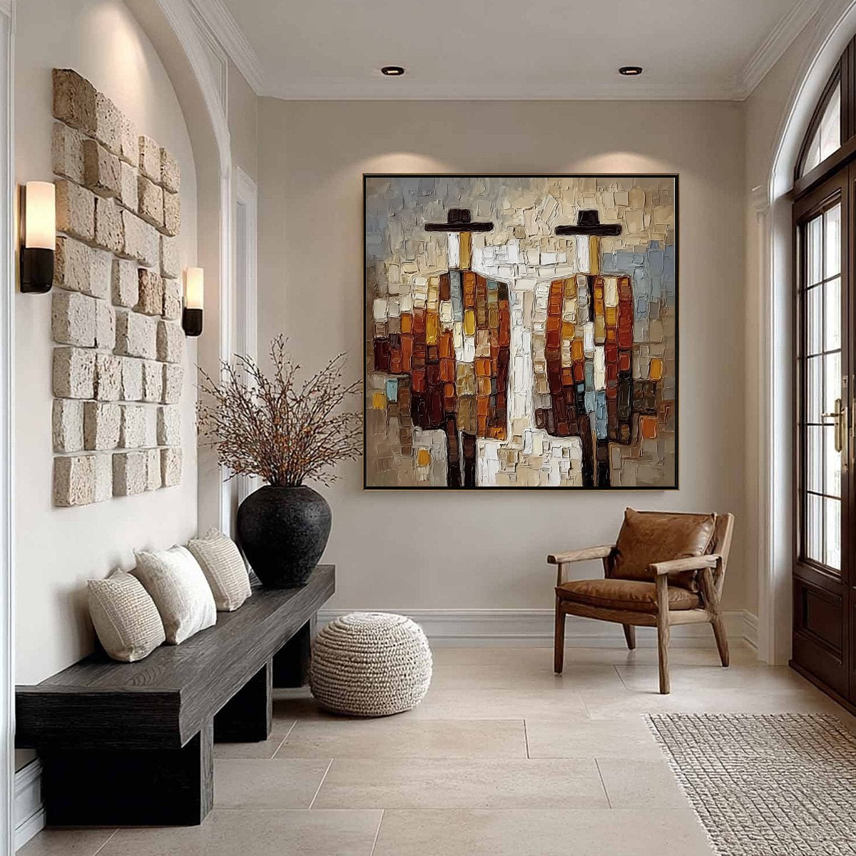 COMPANIONS: Textured Impasto Abstract Figurative Wall Art