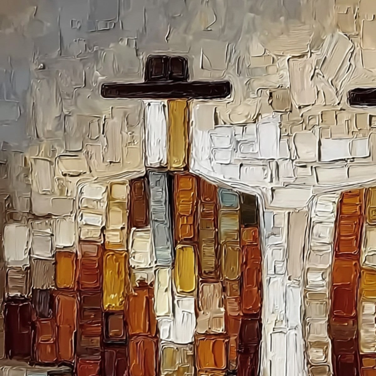 COMPANIONS: Textured Impasto Abstract Figurative Wall Art