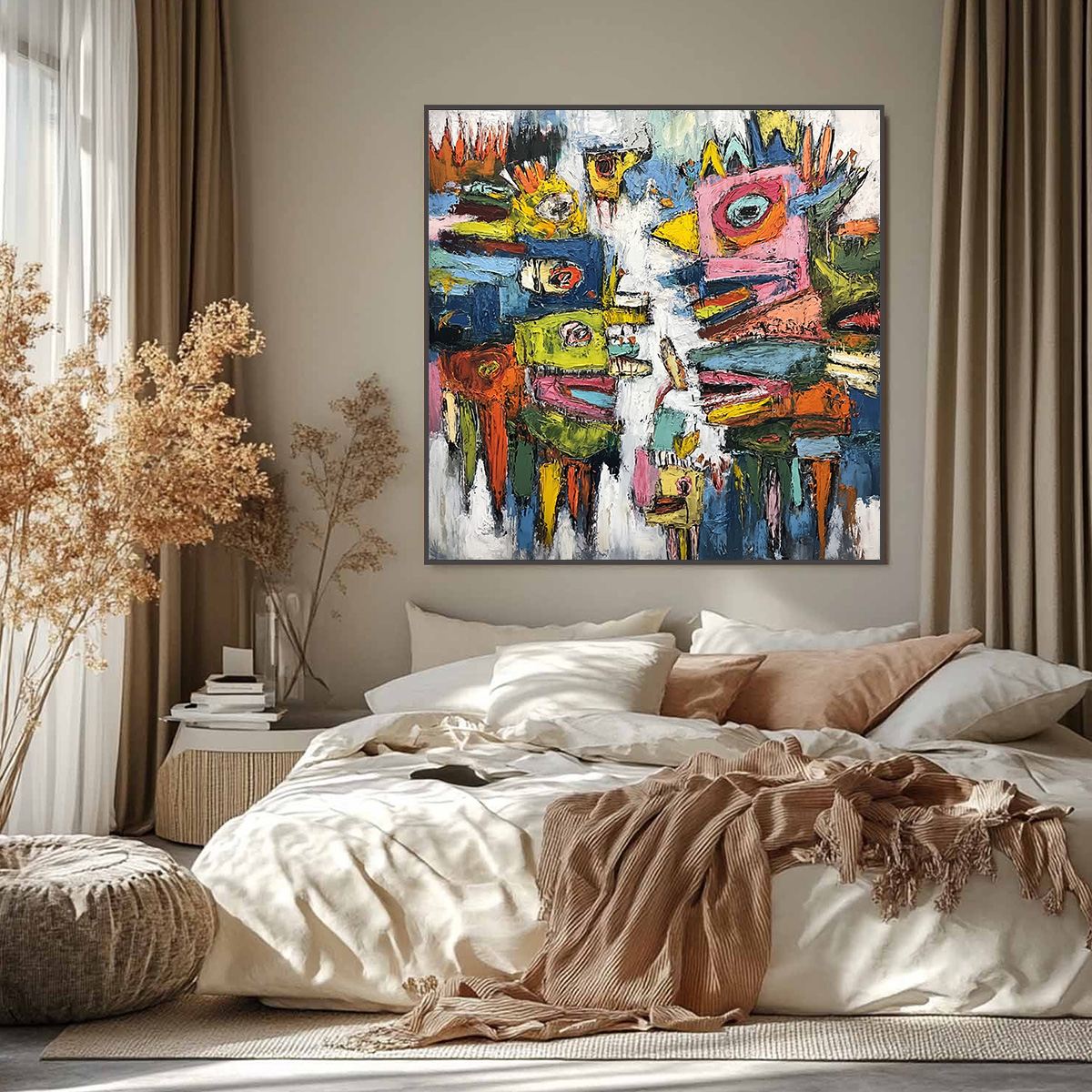 CONCRETE CARNIVAL: Large Colorful Abstract Impasto Wall Art