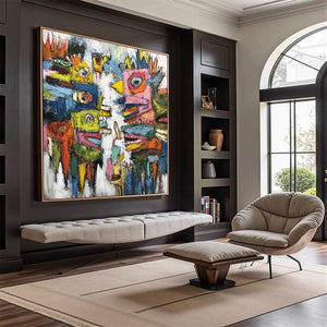 CONCRETE CARNIVAL: Large Colorful Abstract Impasto Wall Art